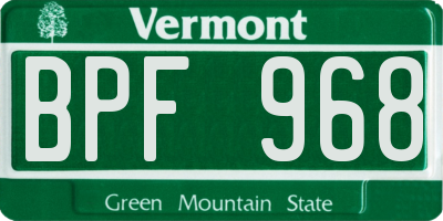 VT license plate BPF968