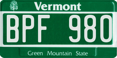 VT license plate BPF980