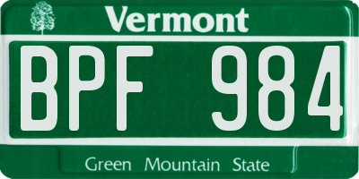 VT license plate BPF984