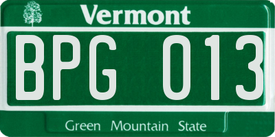 VT license plate BPG013