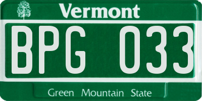 VT license plate BPG033