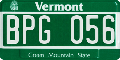 VT license plate BPG056