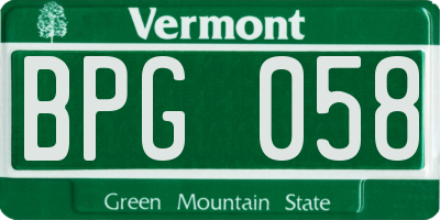 VT license plate BPG058
