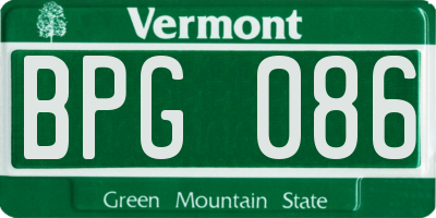VT license plate BPG086