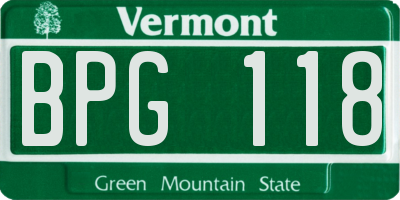 VT license plate BPG118