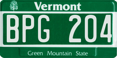 VT license plate BPG204