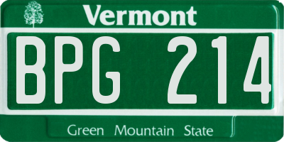 VT license plate BPG214