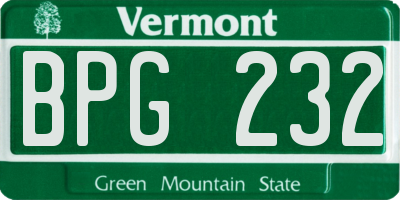 VT license plate BPG232