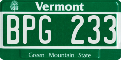 VT license plate BPG233