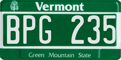 VT license plate BPG235