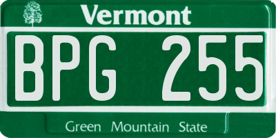 VT license plate BPG255