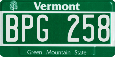 VT license plate BPG258