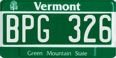 VT license plate BPG326