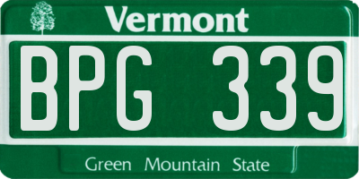 VT license plate BPG339