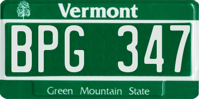 VT license plate BPG347