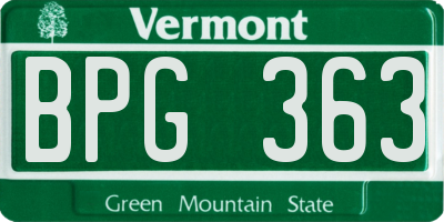 VT license plate BPG363