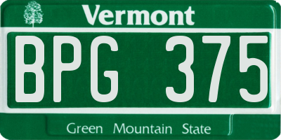 VT license plate BPG375