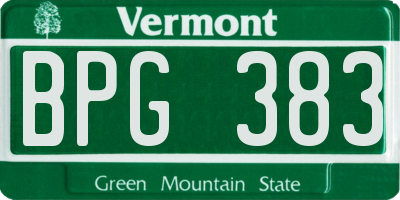 VT license plate BPG383