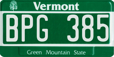 VT license plate BPG385
