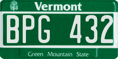 VT license plate BPG432