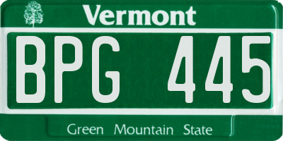 VT license plate BPG445