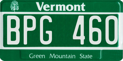 VT license plate BPG460