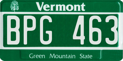 VT license plate BPG463