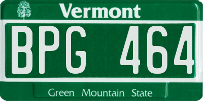 VT license plate BPG464