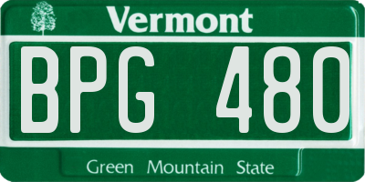 VT license plate BPG480