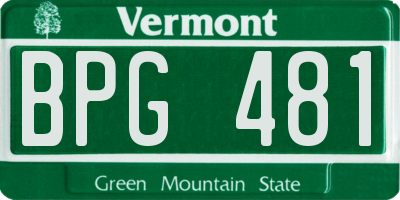 VT license plate BPG481