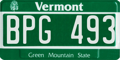 VT license plate BPG493