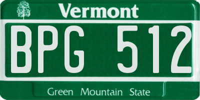 VT license plate BPG512