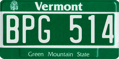 VT license plate BPG514