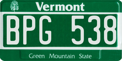VT license plate BPG538