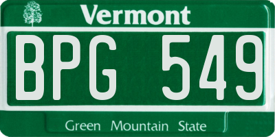 VT license plate BPG549