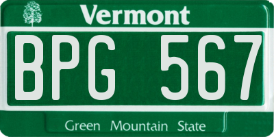 VT license plate BPG567