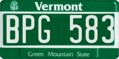 VT license plate BPG583