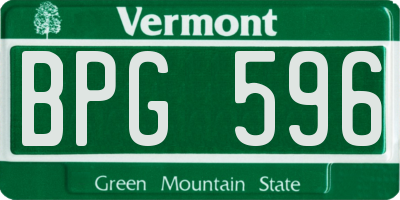 VT license plate BPG596
