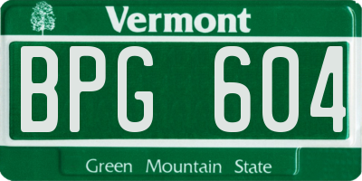 VT license plate BPG604