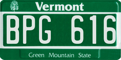 VT license plate BPG616