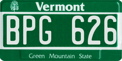 VT license plate BPG626