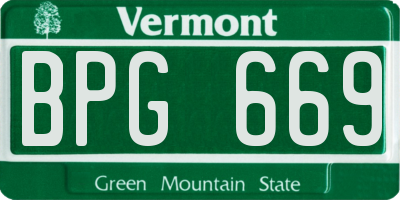 VT license plate BPG669
