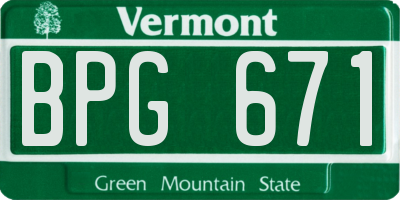 VT license plate BPG671