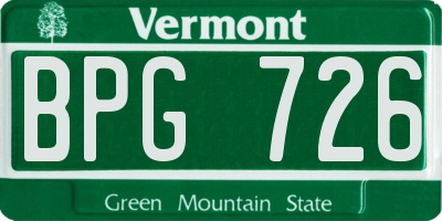 VT license plate BPG726