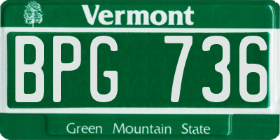 VT license plate BPG736