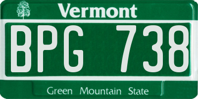 VT license plate BPG738