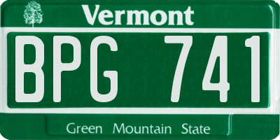 VT license plate BPG741