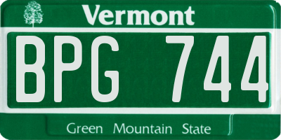 VT license plate BPG744