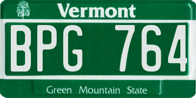 VT license plate BPG764