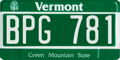 VT license plate BPG781